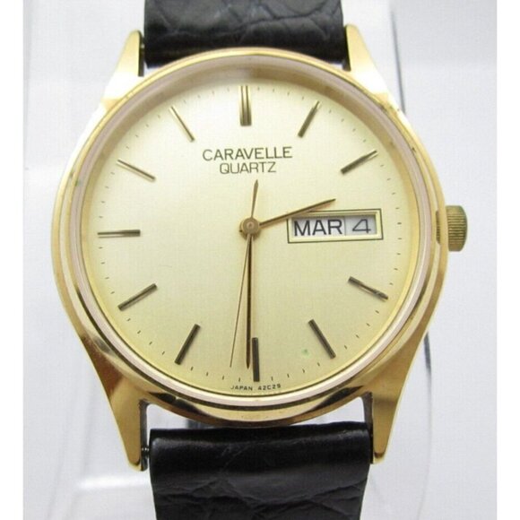 Vtg Men's Caravelle Quartz WR Analog 32mm Dial Round Watch (G699) "New Battery" - Picture 1 of 9